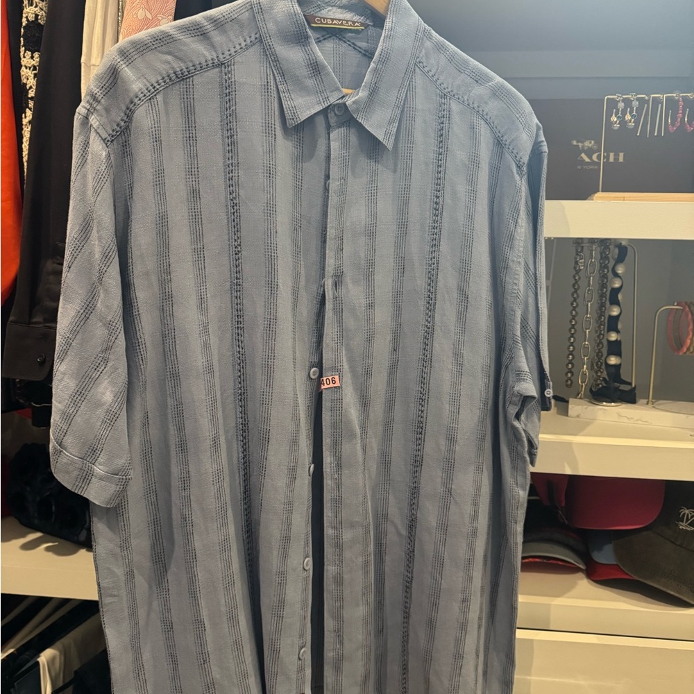 Cubavera Light Blue Striped Casual Shirt